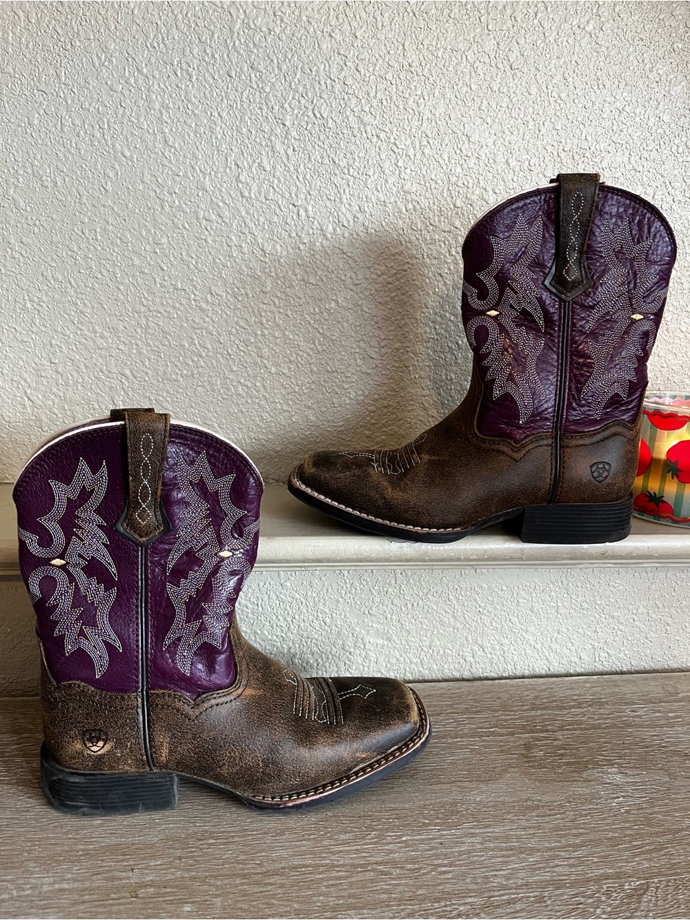 Ariat Tombstone Purple Kids Western Boots Size 2